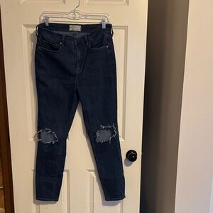 Free People Dark Blue Distressed Skinny Jeans